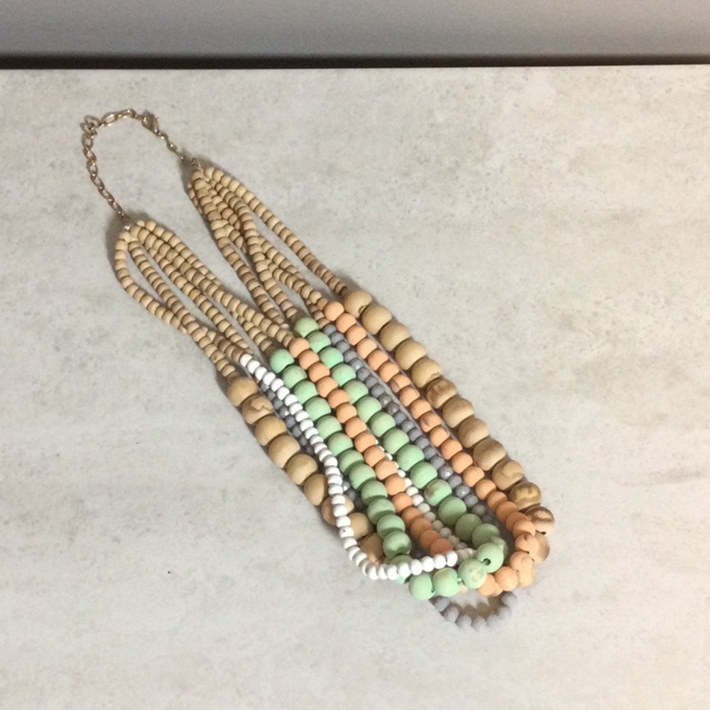 5 strand wooden bead necklace